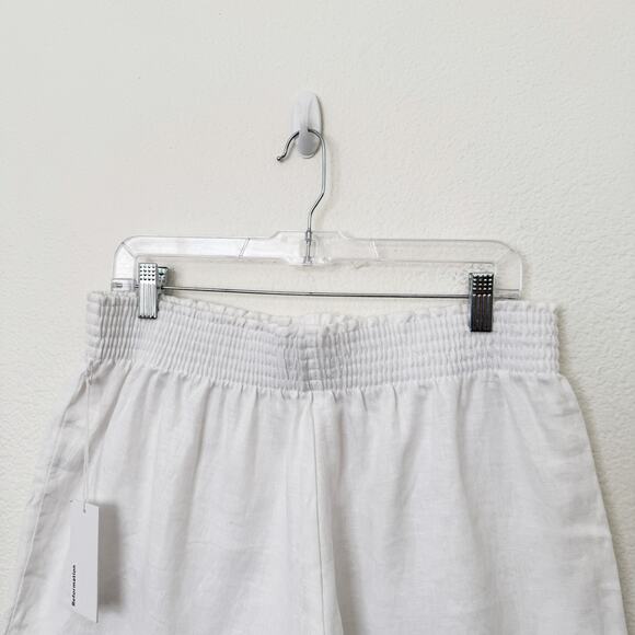 [Reformation] White Mila 100% Linen Pull-On Elastic Waist Shorts NWT Size XL - Picture 8 of 12